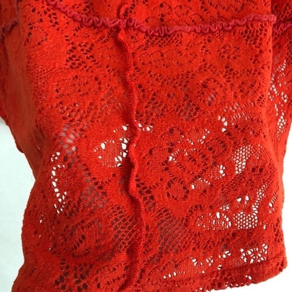 Free People Lace Pullover Orange Top Small - Picture 13 of 16